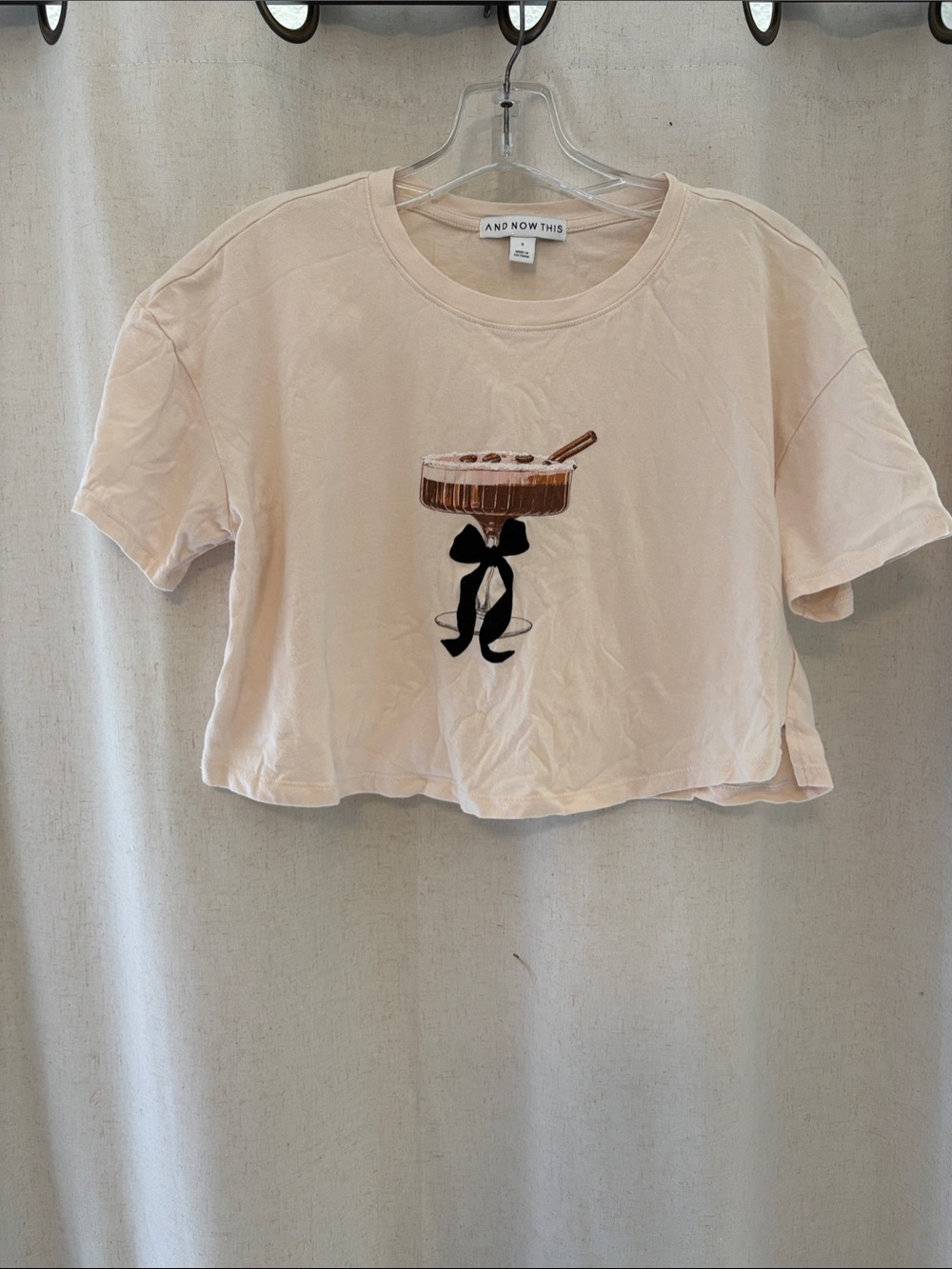 AND NOW THIS Cropped Graphic Tee in Light Pink